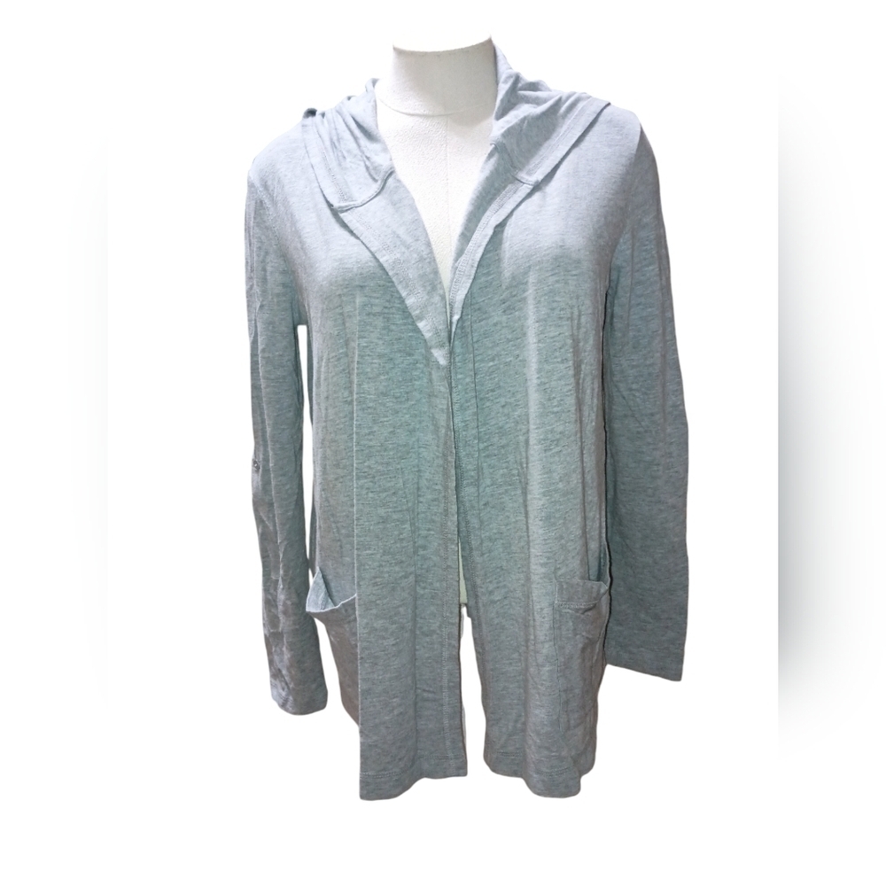 Talbots Women's Open Front Hooded Light Weight Cardigan Sweater Size P